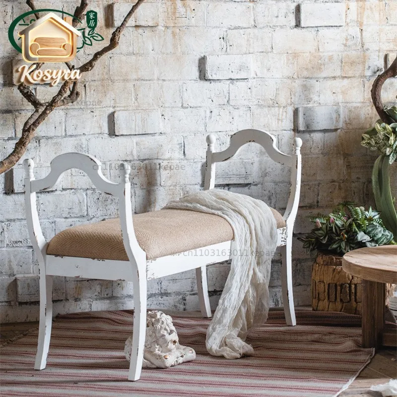 American retro living room bench wedding photography props home living room leisure chair cafe decoration double chair