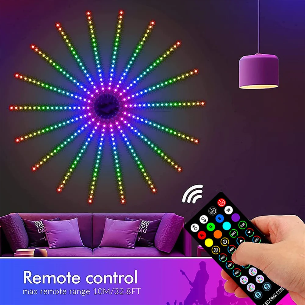 

RGB Firework Lights Bluetooth LED Strip Light Music Sound Sync Meteor Dream Ambient Nightlights for Wedding Party Bedroom Lamp