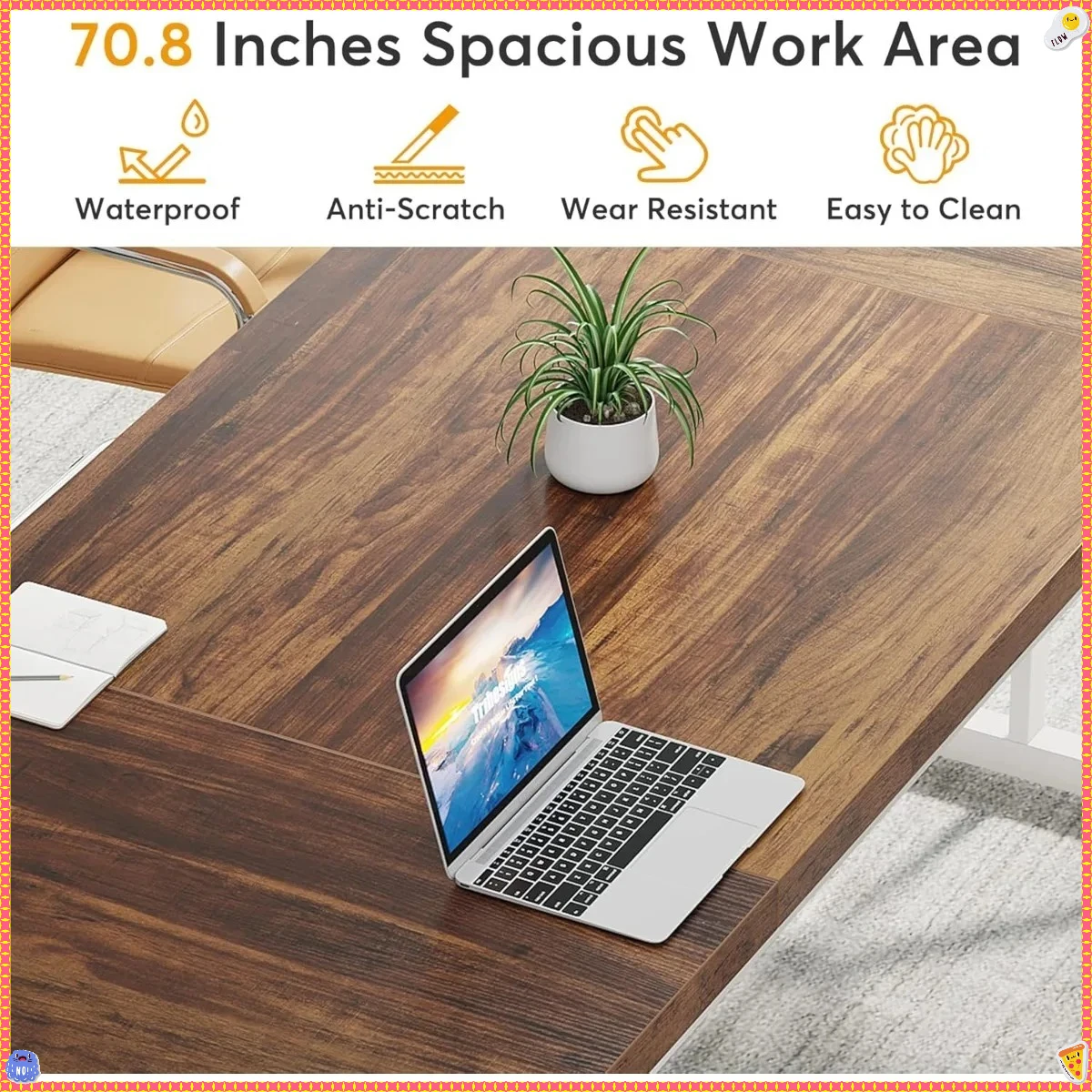 Duże biurko dyrektorskie o wymiarach 180 cm: Wytrzymałe biurko do pisania dla menadżerów, idealnie pasujące do gabinetu i biura domowego.