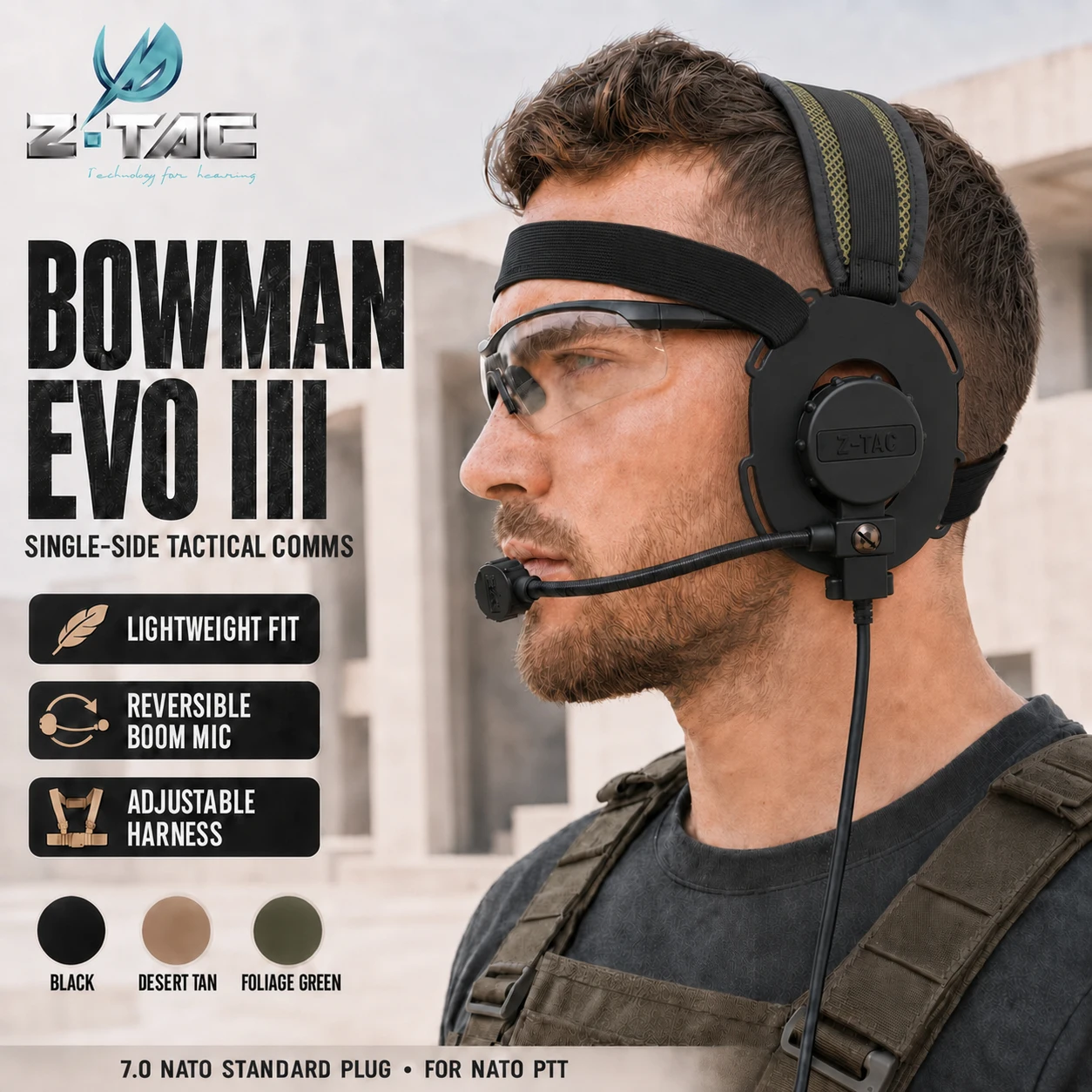 z-tac-bowman-evo-iii-single-side-tactical-headset-nato-plug-adjustable-headband-open-ear-soft-padded-reversible-metal-boom-mic