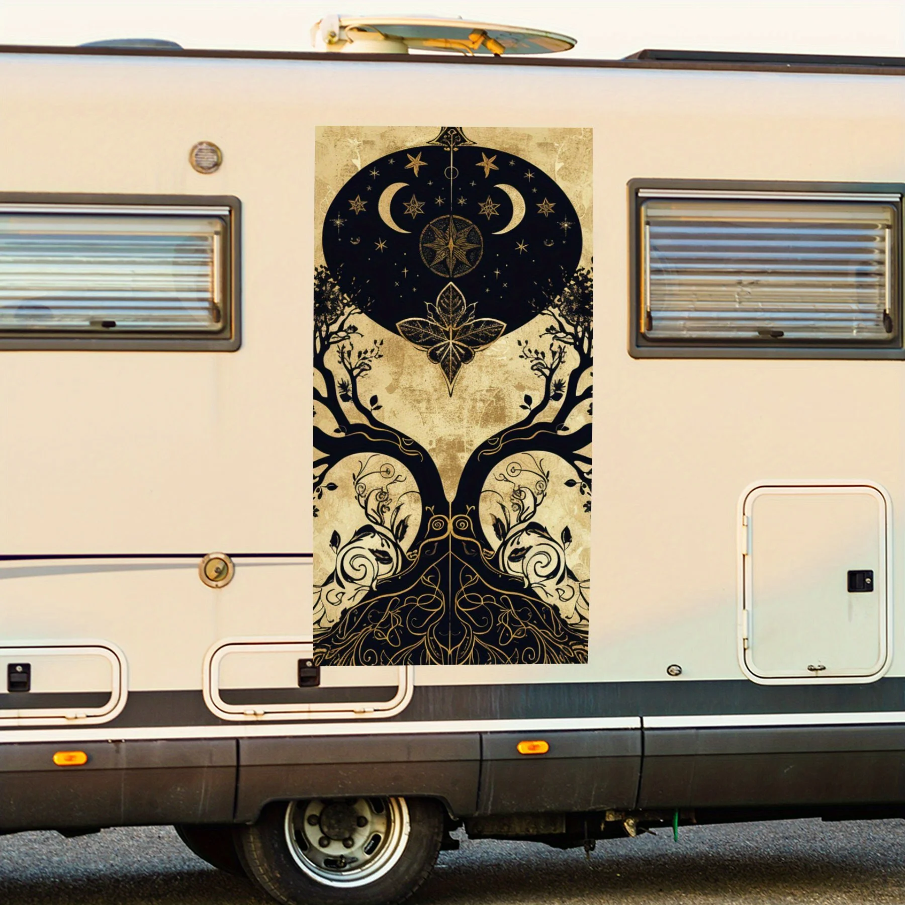 

Symmetric Fox and Plant Car Sticker,Vinyl decal on the side of the motor home, waterproof self-adhesive vinyl sticker on the sid