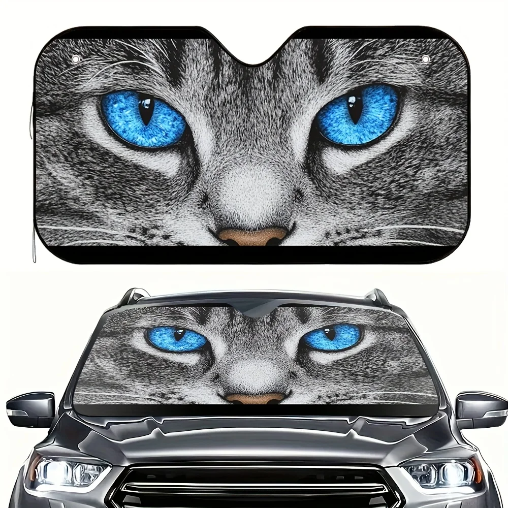 

1 шт. Автомобильный солнцезащитный козырек Azure Gaze Cat — универсальный, подходит для всех транспортных средств, стильный синеокий кошачий дизайн, блоки солнечного света и держит автомобильный козырек