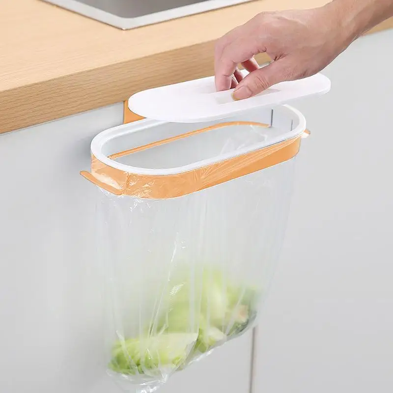 Portable Plastic Garbage Hanging Bag Kitchen Trash Storage Rack Bag Hook Scouring Pad Dry Shelf Holder Home Kitchen Accessories