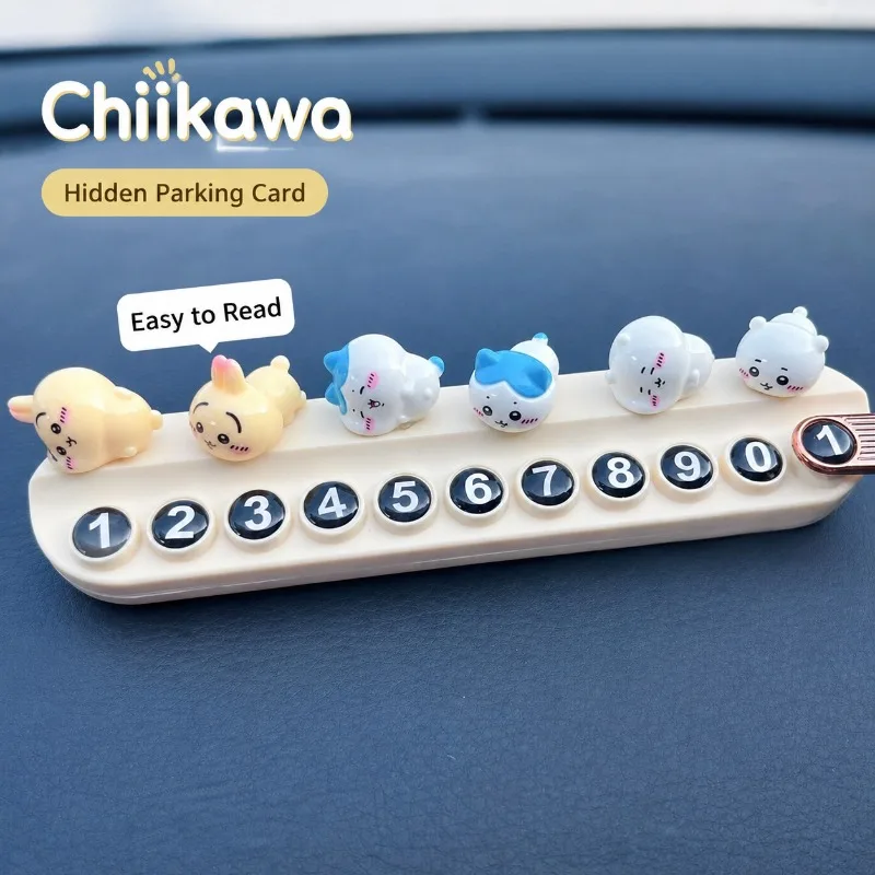Kawaii Chiikawa Car Parking Phone Number Plate Hidden Temporary Parking Card Dashboard Contact Number Display Car Interior 2026