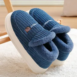 Big Size 48 49 Women Men Winter Autumn Warm Slippers Thick Plush Platform Furry Slides Soft Non Slip Flats Bedroom Couples Shoes