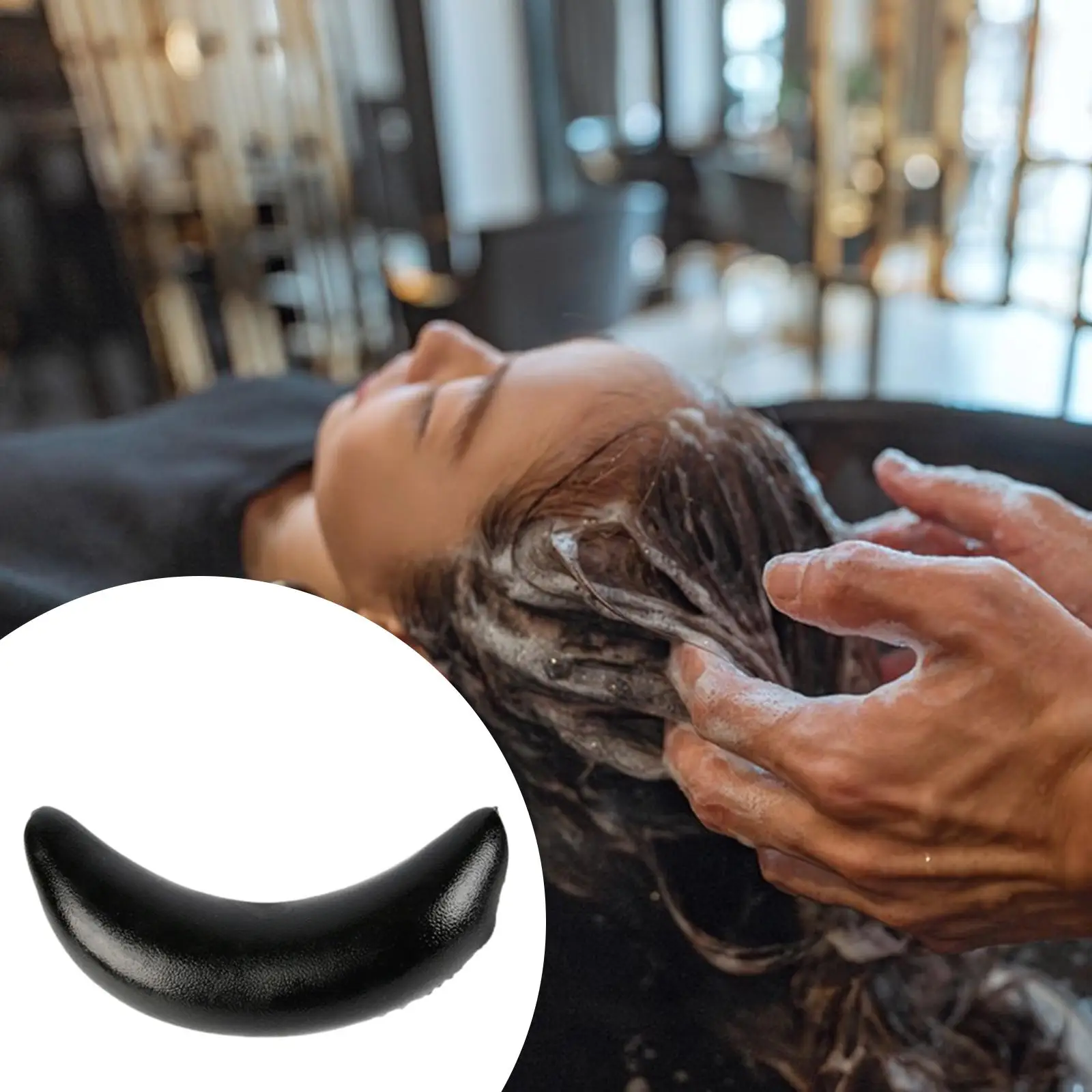 

Чаша для шампуня, подставка для шеи, держатель для мытья волос в раковине, подголовник, удобный черный силиконовый парикмахерский салон