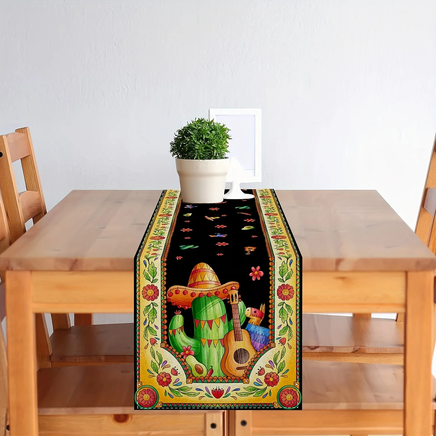 Colorful Mexican Themed Linen Table Runners Cinco De Mayo Table Runner for Reusable Holiday Home Fiesta Party Dining Table Decor