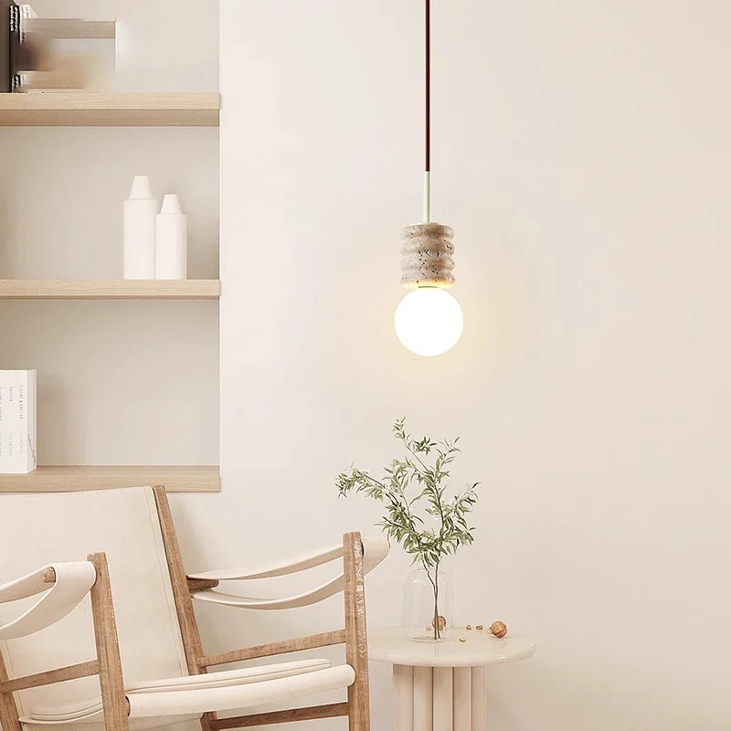 Led Chandelier Cream Style Bedroom Bedside Pendant Light Stone Small Warm Atmosphere Hanging Line Lamp Room Decor G9 Bulb 7W