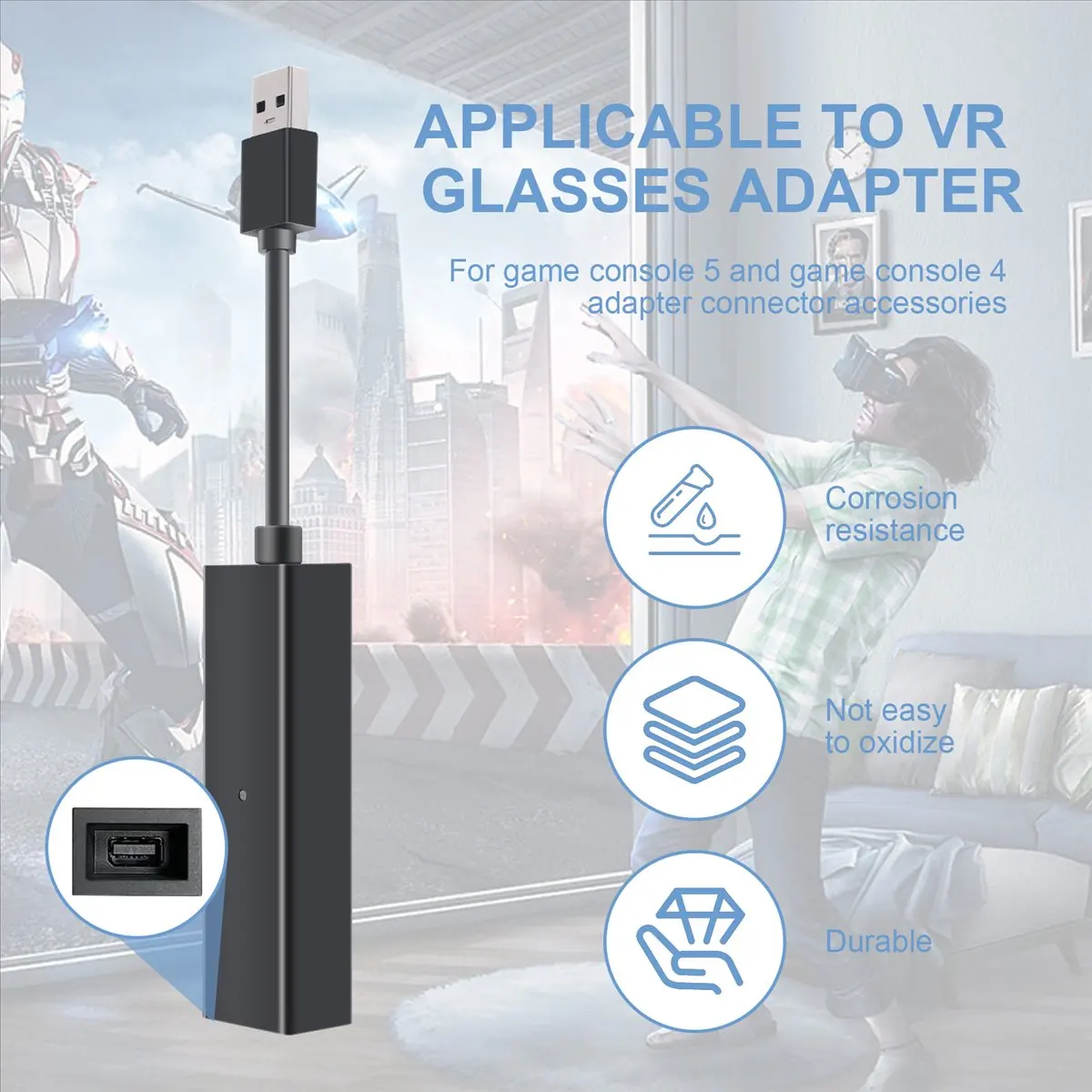 NewABNR For PS5 VR Adapter Cable Mini Camera Adapter Connector for PlayStation 5 PS5 PS4 VR Adapter Connector Accessories