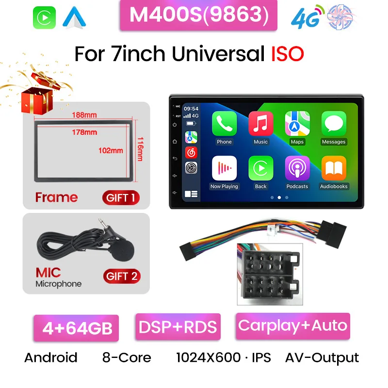 7 inch DSP AI 2Din Car Radio Carplay Android Auto 4G LTE for Universal Multimedia Video Player DSP AM RDS AHD GPS WIFI Autoradio 