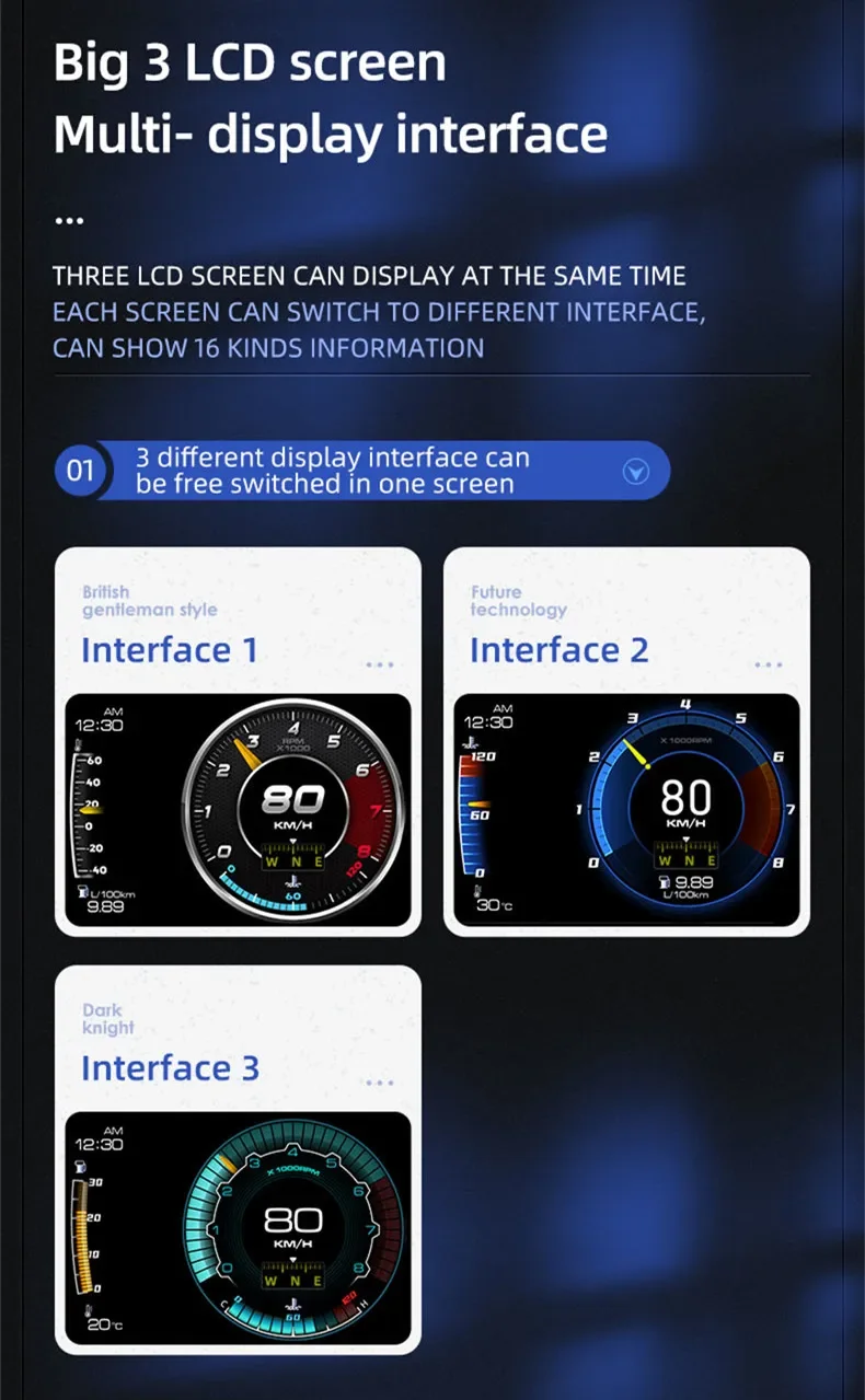 

2022 Hot Selling Acclope AP-7 Digital Speedometer Over Speed Alarm Gauge Car System GPS HUD Head Up Display