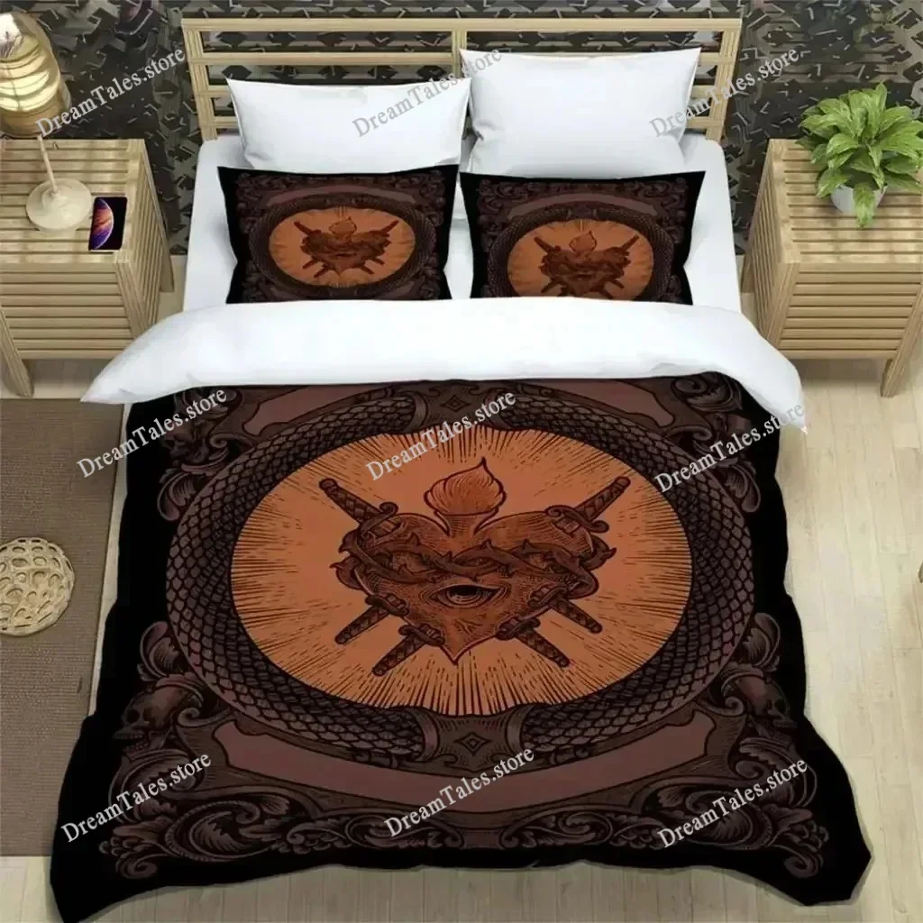 

3D Print Medieval Dark Retro Digital Bedding Set Duvet Cover Bed Set Quilt Cover Pillowcase Comforter King Queen Size Boys Adult
