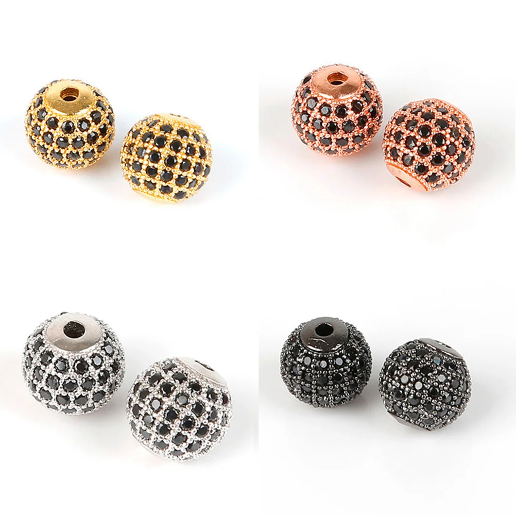 10pcs 8Mm Cubic Zirconia Loose For Bracelet Jewelry Making Handmade Craft Pendants Rhinestones Metal Beads Stringing Material