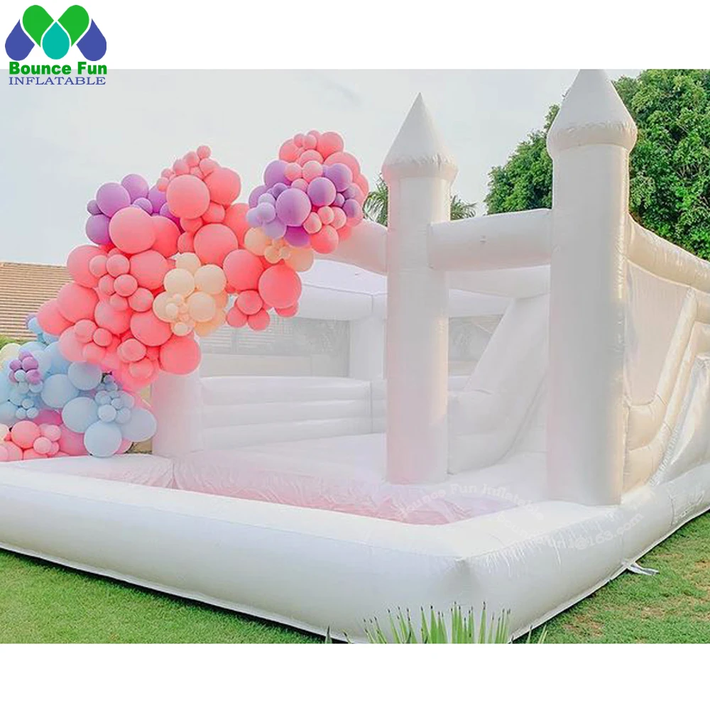 2025 ขาย Commercial งานแต่งงานสีขาว BOUNCE House Inflatable Bouncer สไลด์และ Ball PIT สระว่ายน้ําปราสาท Bouncy สําหรับปาร์ตี้