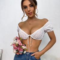 Top with Open Chest Gathered to Show Off the Chest Hot Selling Pure Desire Style Tied White Erotic Top for Women