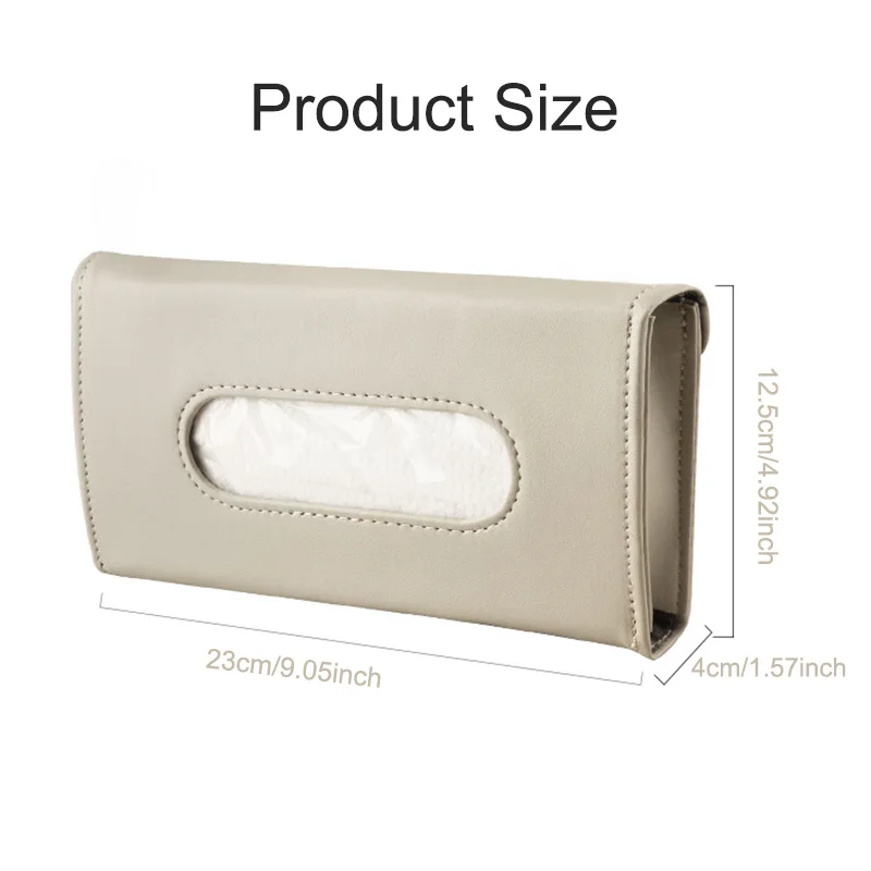 1Pc PU Leather Tissue Box Auto Car Truck Sun Visor Hanging Holder Car Tissue Boxes Auto Interior Storage Interior Accessories