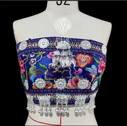 Miao Dance Performance Ethnic Minority Embroidered Clothing Belly Pocket Silver Vest