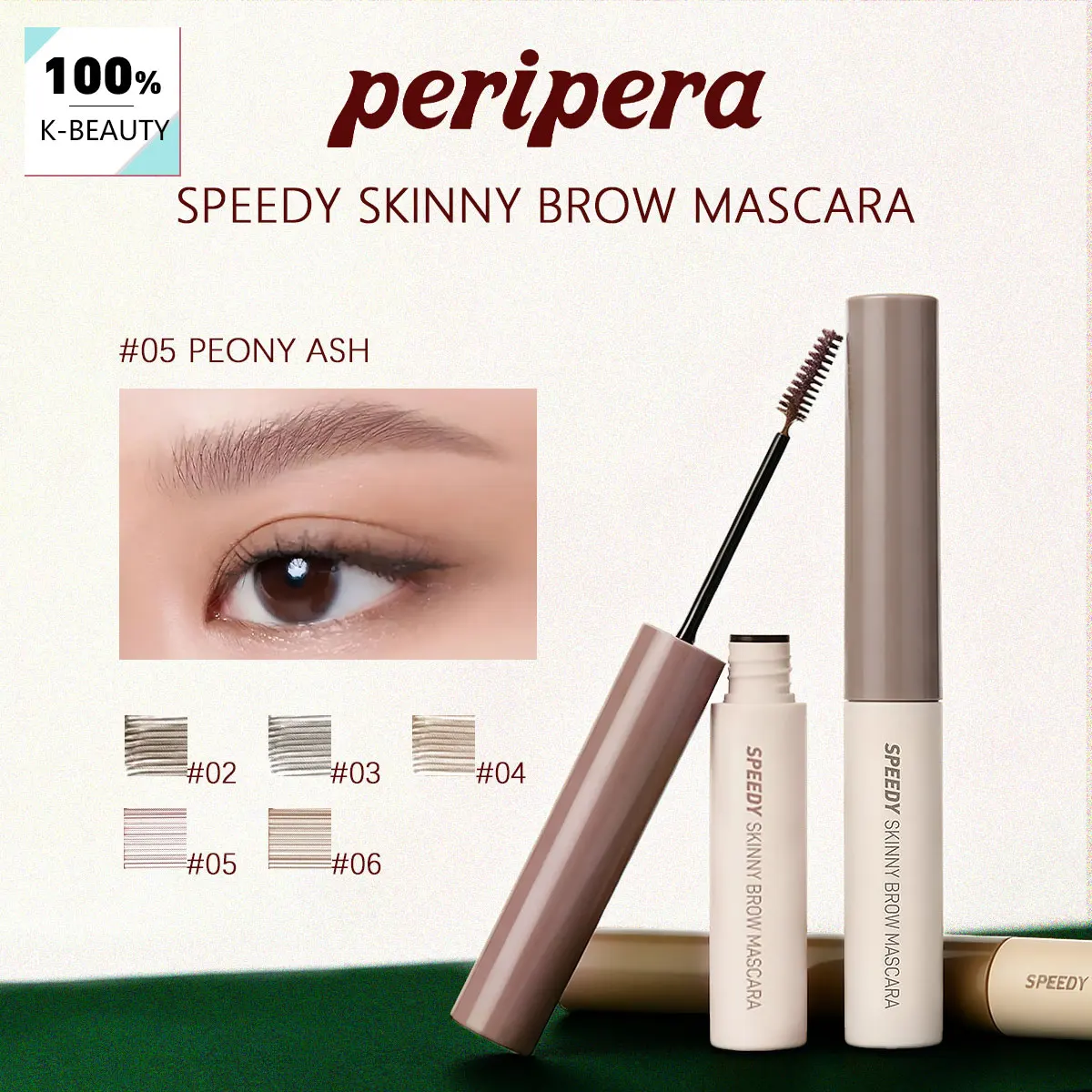 Máscara de Pestañas PERIPERA SPEEDY SKINNY BROW, Rápida y Duradera, a Prueba de Manchas y con Acabado Suave, Uso Diario, Cosmético Coreano, Maquillaje Coreano