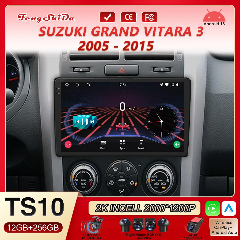 

Android For Suzuki Grand Vitara 3 2005 - 2015 Car Radio Multimidia Player Navigation 4G Carplay Car GPS Intelligent Systems WIFI