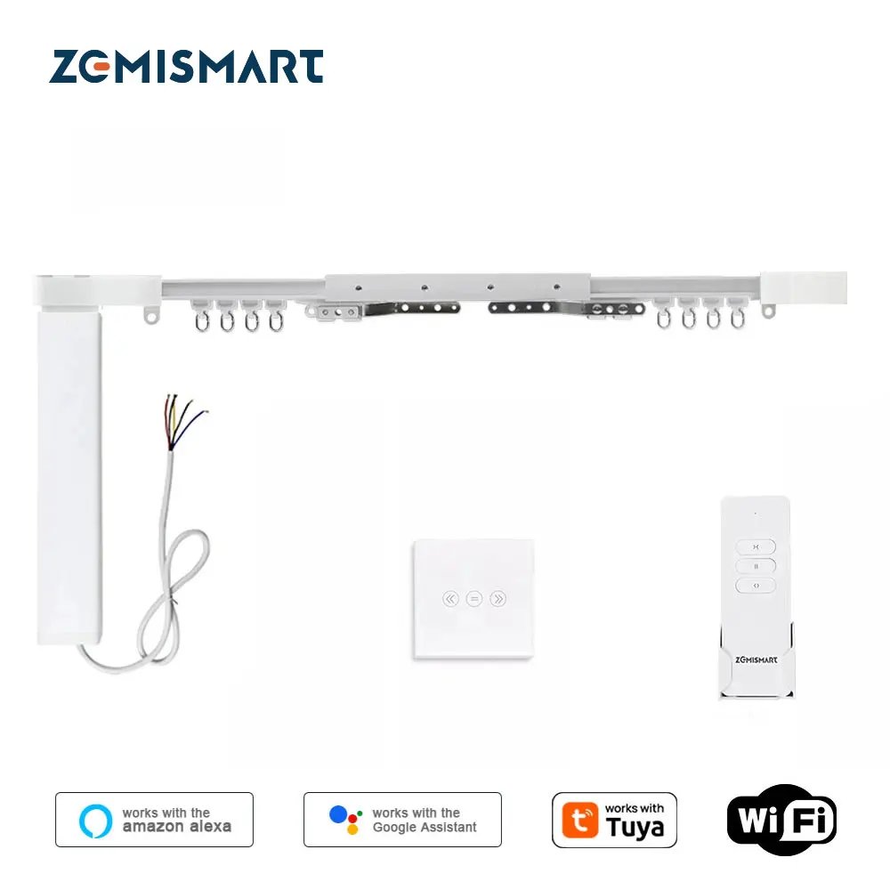 Zemismart Electric Curtain Motor Tuya WiFi Switch with Rail Smart Home Tuya Smart Life APP Alexa Echo Google Home Control