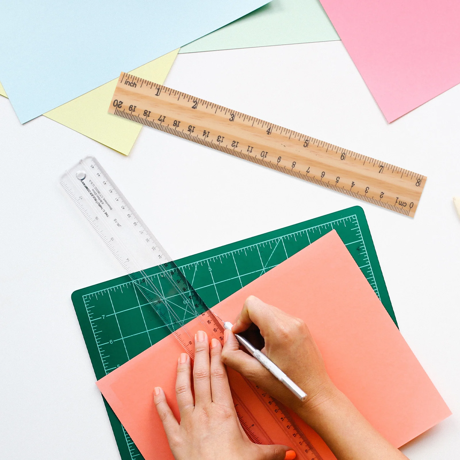 

30Pcs 20Cm Wooden Ruler Straight Double Sided Scale Measuring Tool for School Office Learning Training Aid Straight Ruler