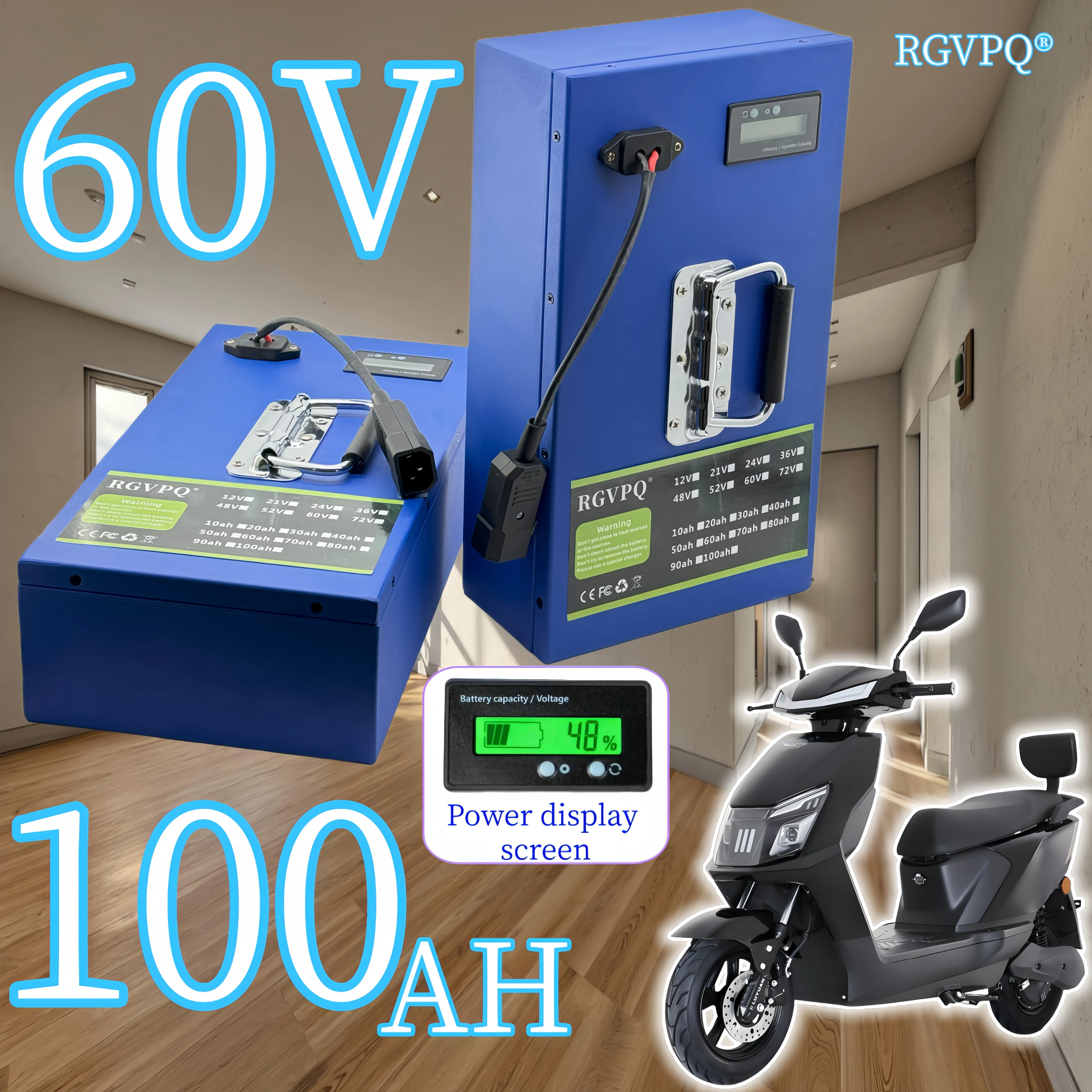 

Air rapid transportation, new full capacity 18650 lithium battery, built-in 40AHBMS, 60V 20ah-100ah lithium battery pack 3000W