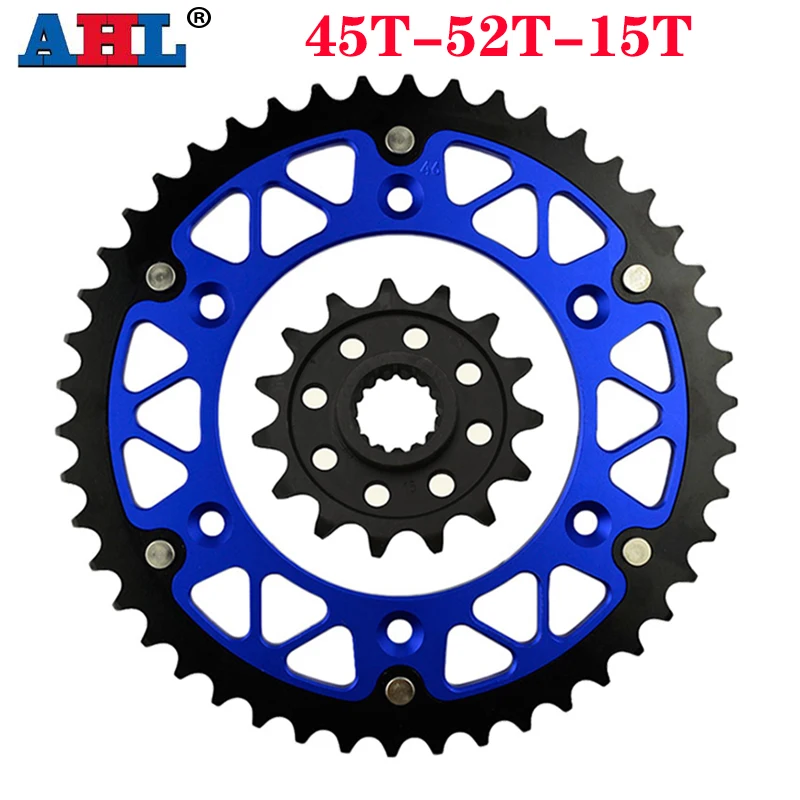 AHL Motorcycle 45T~52T 15T Front & Rear Sprocket For 690 660 400 LC4-E LC4 640 Supermoto SMC690 SMC660 SM660 SXC625 Enduro