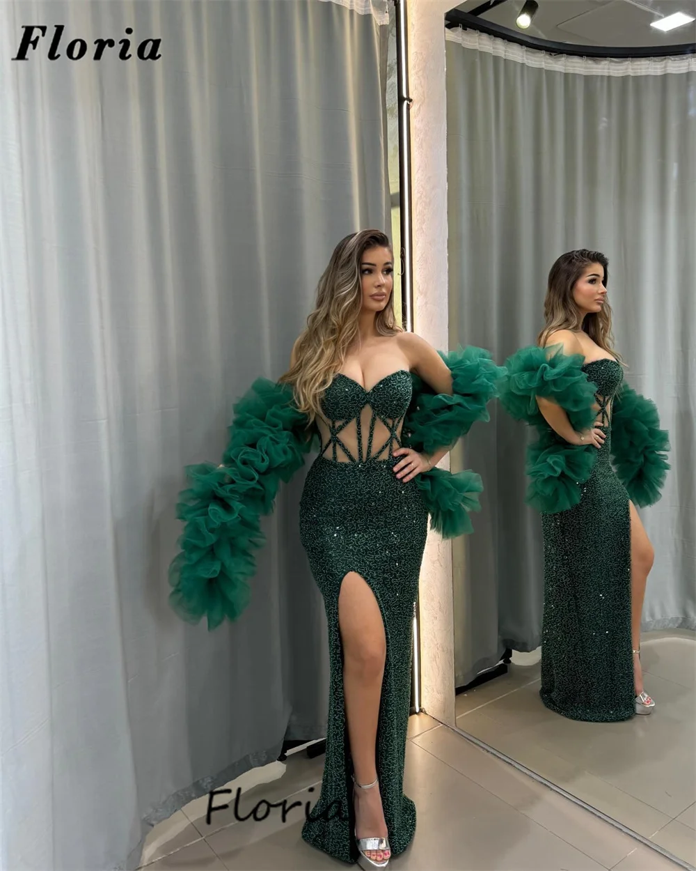 Vestidos De Noite De Sereia Verde Esmeralda, Vestido De Ombro Em Camadas, Robes De Cocktail De Celebridades, Noite De Festa De Noivado, Novo Elegante