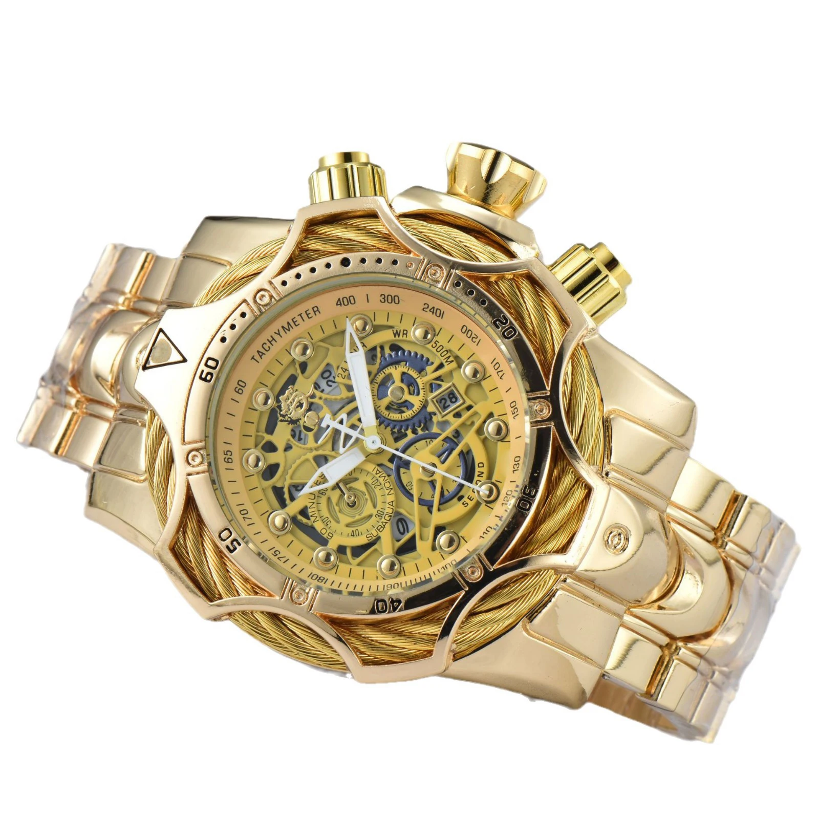 UTHAI CQ318 ساعة رجالية عصرية جديدة ذات قرص كبير وتقويم كوارتز ساعة فاخرة هدية على مدار الساعة