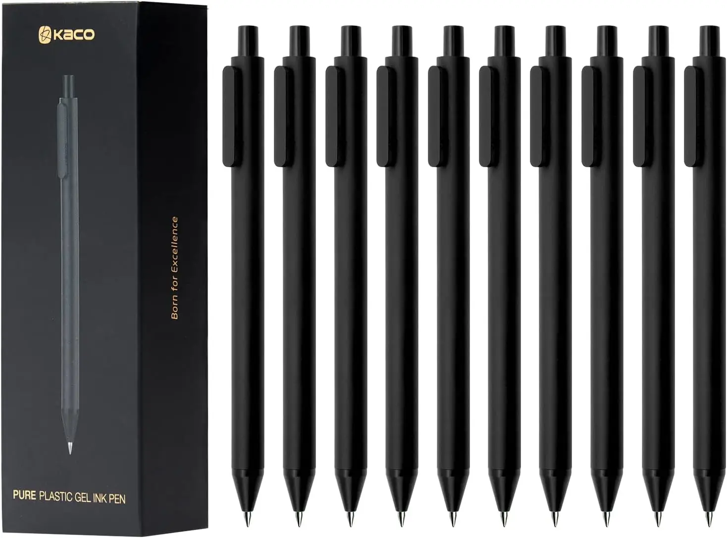 

Gel Pens 0.5 mm Fine Point Black Ink 10 Count Quick Dry Smooth Writing Retractable