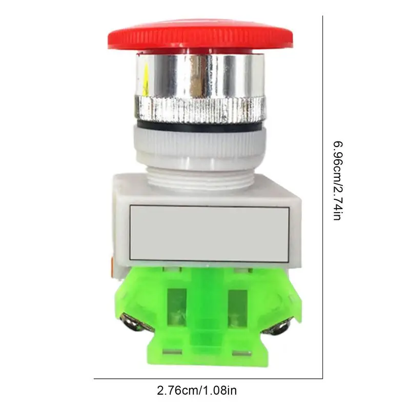 Botón de enganche DPST, botón de parada de enganche, diseño de bloqueo automático, botón de parada de setas rojas para ascensores, equipos industriales