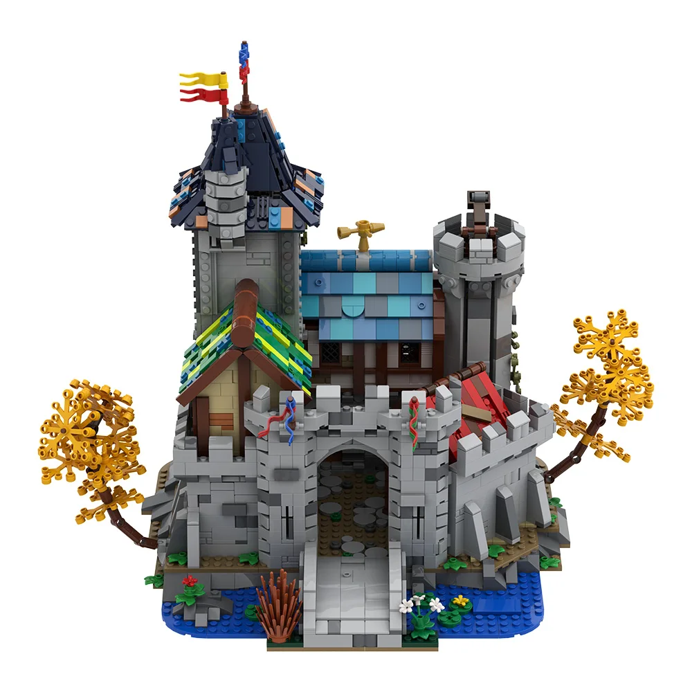 Gobricks MOC Middeleeuwse Architectuur Fantasie Kasteel Bouwstenen Model Beer Lords Kasteel Bakstenen Gemonteerd Speelgoed Kinderen Gift