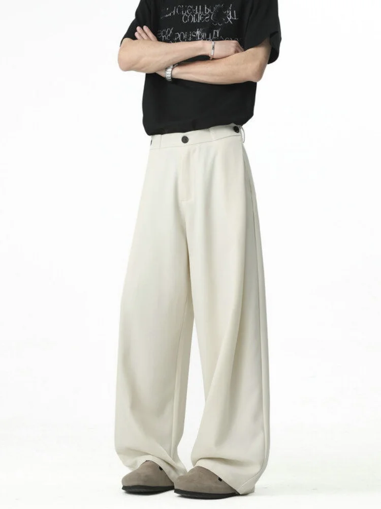 

Мужские брюки Slim Fit в американском стиле для весны и лета: тонкие, повседневные, с широкими штанинами, струящиеся, модные, с зауженной талией.