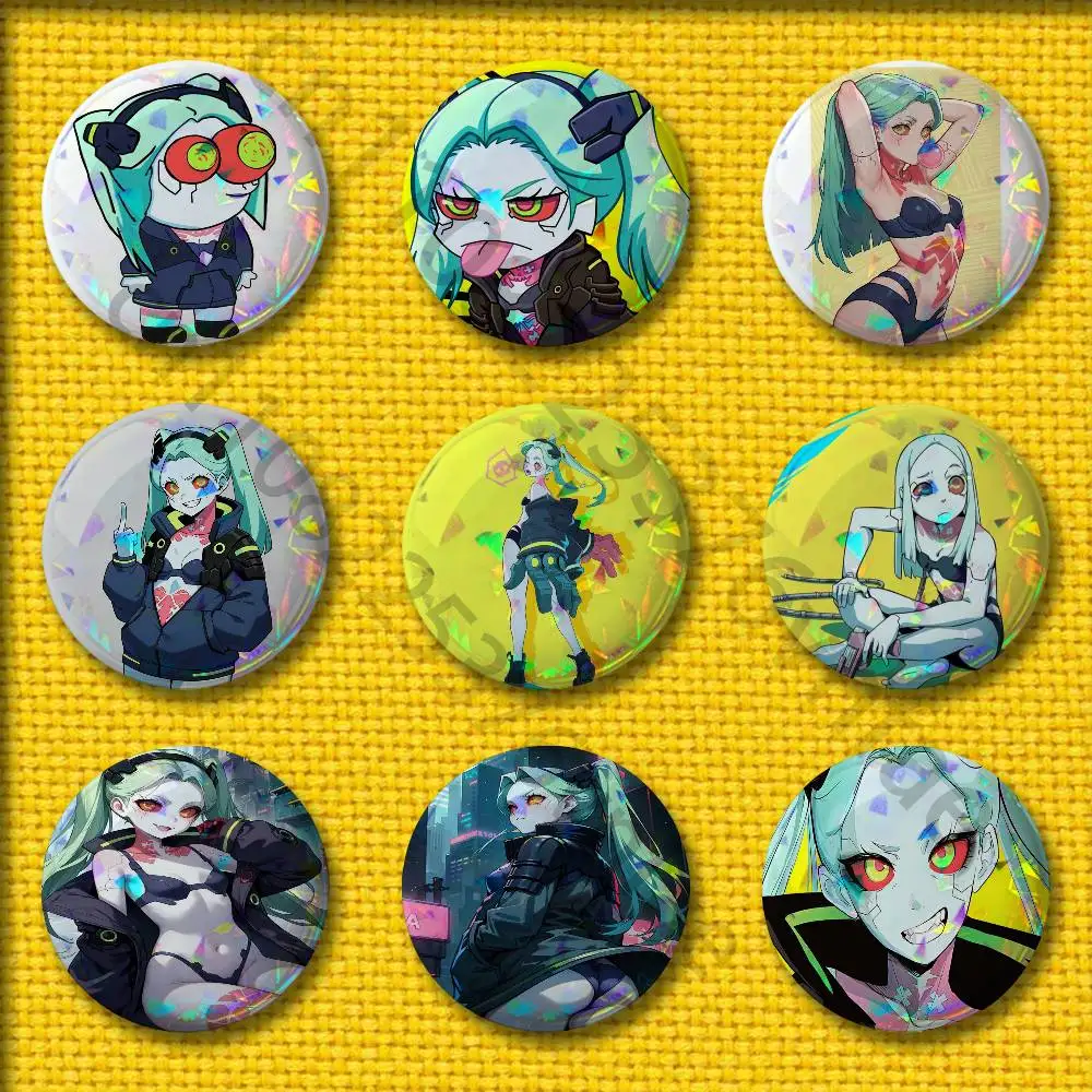 

Rebecca C-CyberpunkS Girl Badges 75mm 25mm 44mm 32mm 58mm Round Pin Brooch Souvenir Clothes Cosplay Gift Accessories