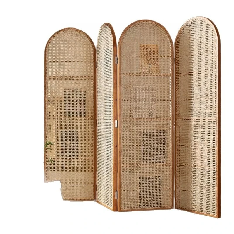 Solid wood rattan folding screen, multi-layer rattan, rack