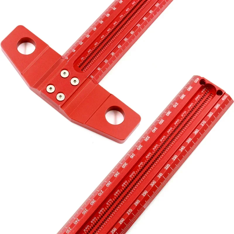 Woodworking Scribe 400mm T-type Square Ruler Hole Scribing ruler Drawing Marking Gauge Crossed-out Measuring Carpenter Tools