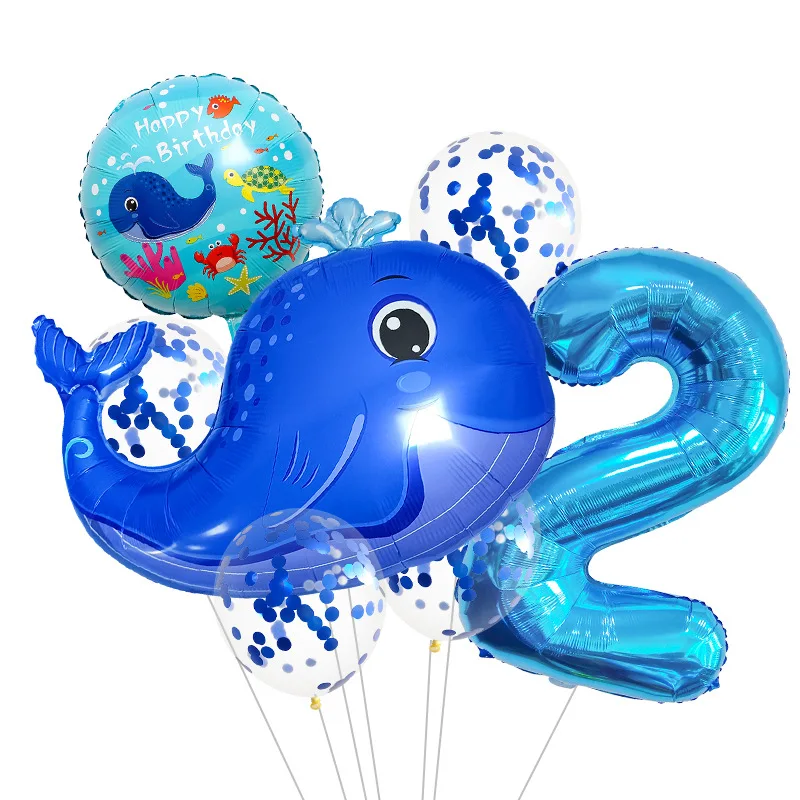 New Cartoon Whale Benny Crab One Year Old Digital Aluminum Film Balloon