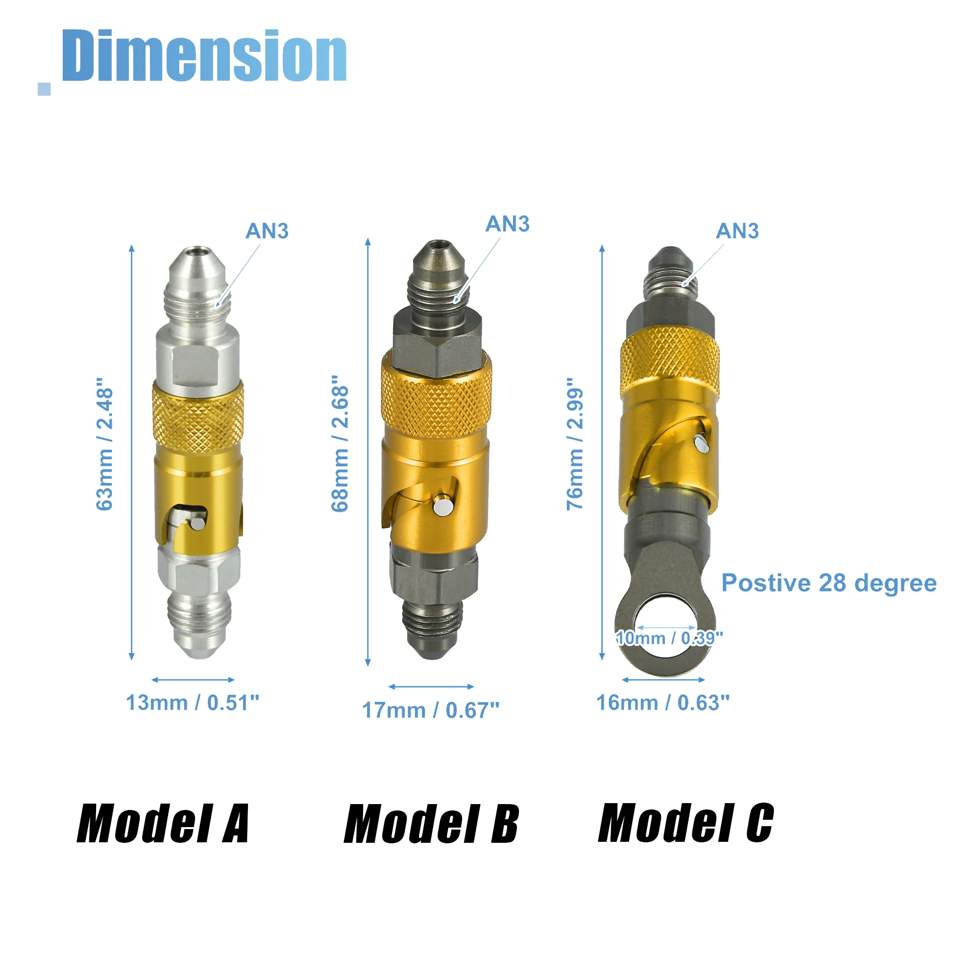 X Autohaux AN3 3AN Motorcycle Brake Line Hose Quick Release Connect Disconnect Dry Break Coupling Fitting Adapter Connector