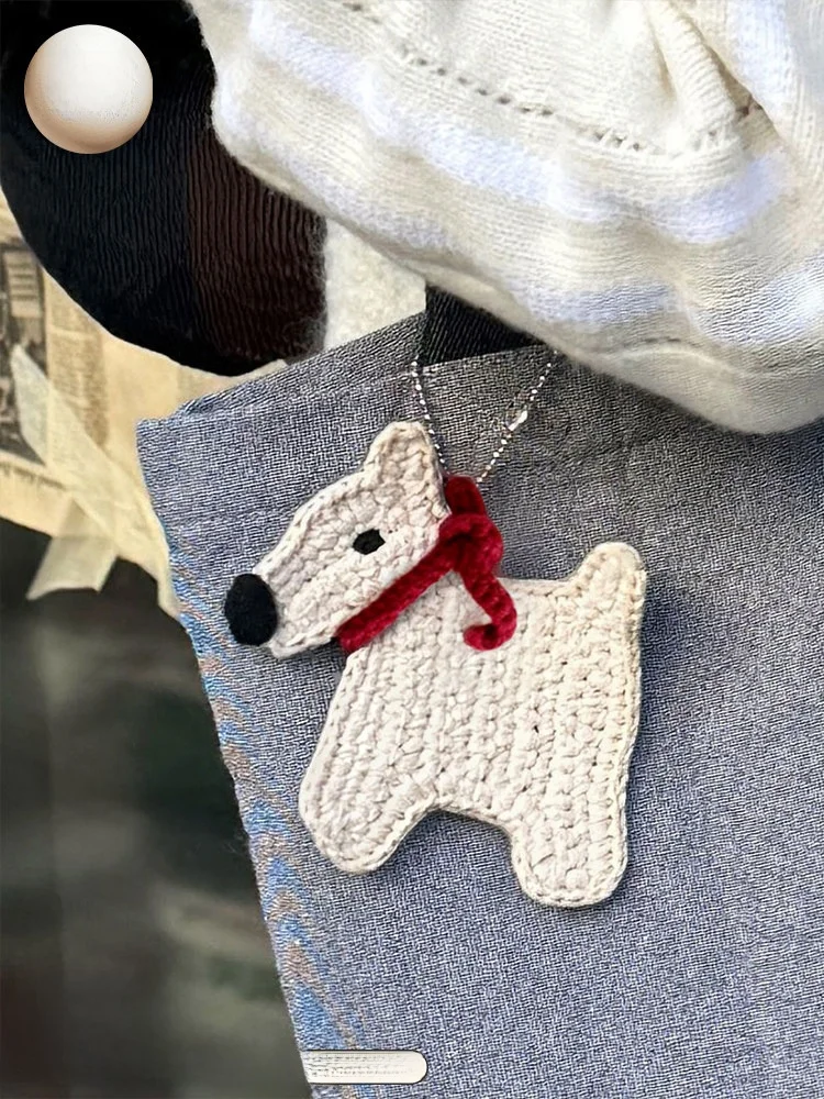 softserve-plush-dog-with-red-scarf-keychain-woven-hook-pendant-table-mat-versatile-accessory-for-bags-and-keys