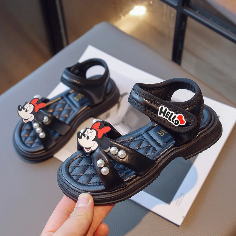 

Сандалии для девочек с Микки Маусом и Минни Маусом, новая летняя модная детская пляжная обувь, нескользящая обувь принцессы для девочек