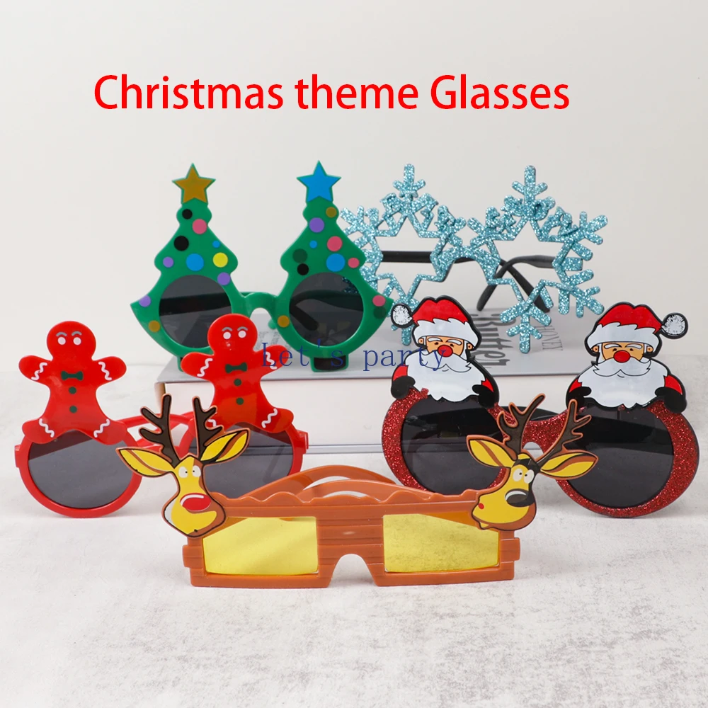 1Pcs Cartoon Christmas Theme Sunglasses Santa Claus Snowman Reindeer Eyeglasses Photo Props for Merry Christmas Party Decoration