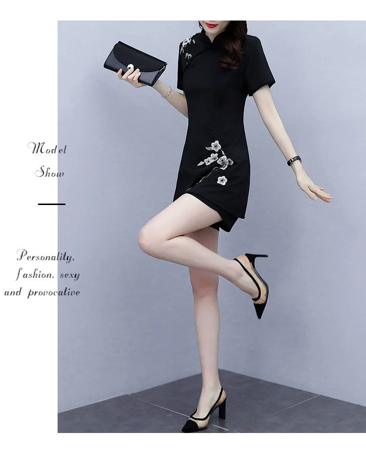 Frauen Anzug Chinesischen Stil Kleidung Zwei Stück Sets 2025, Sommer Neue Crop Top Und Shorts Retro Cheongsam Outfits Passenden für Frauen – Detail 17