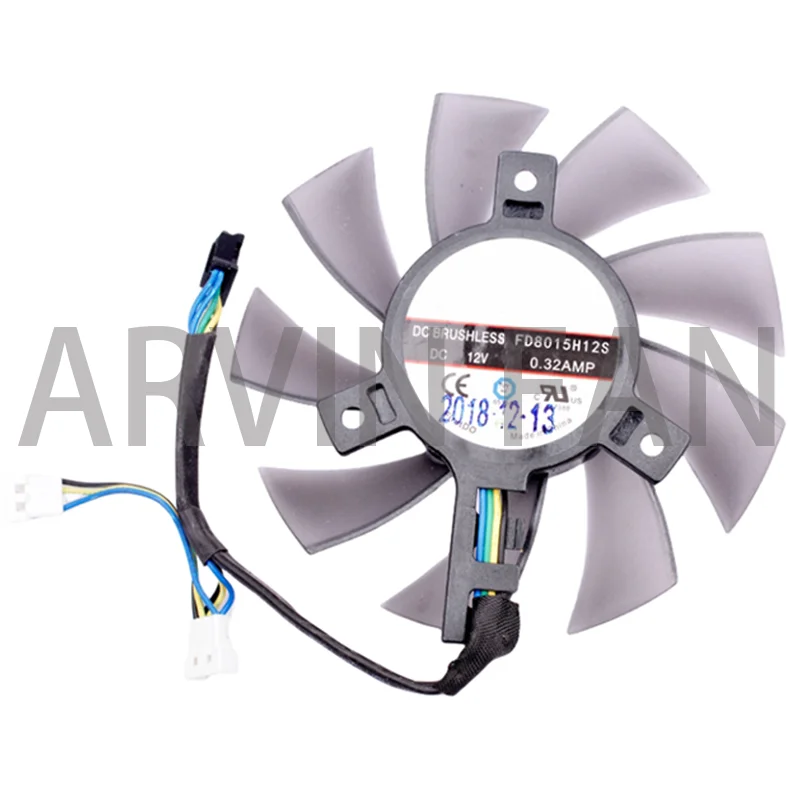 Brand New Original FD8015H12S 12V 0.32A Diameter 75mm Mounting Hole 39mm 4 Lines Sapphire AMD Graphics Cooling Fan