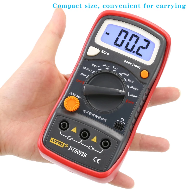 SZBJ DT6013B is a high-precision digital capacitance meter specifically designed for quick measurement of capacitors.