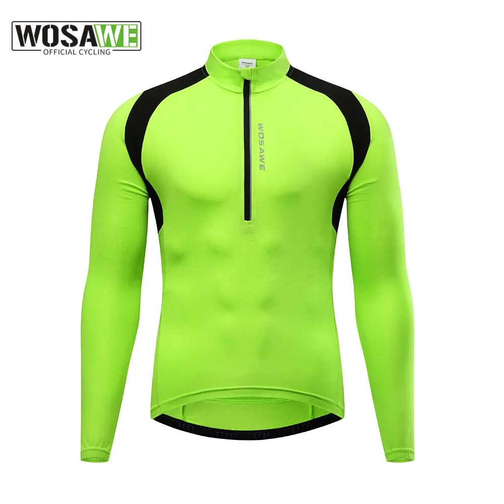 

WOSAWE Men's Half Zipper Cycling Jerseys Long Sleeves Road MTB Bike Shirts Ventilation Riding Bicycle Jacket Cycling Clothings