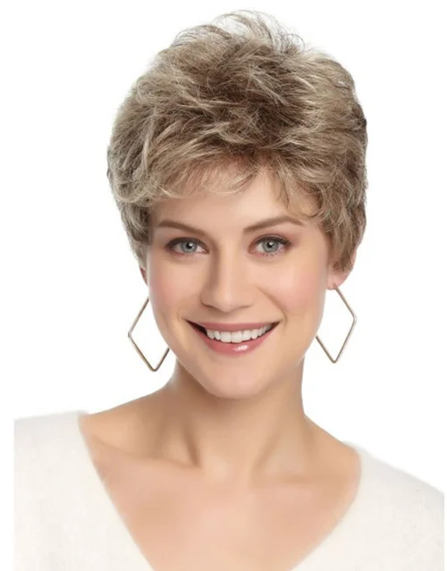 Women Ladies Short Wig Straight Light Golden Classic Synthetic Hair Wigs