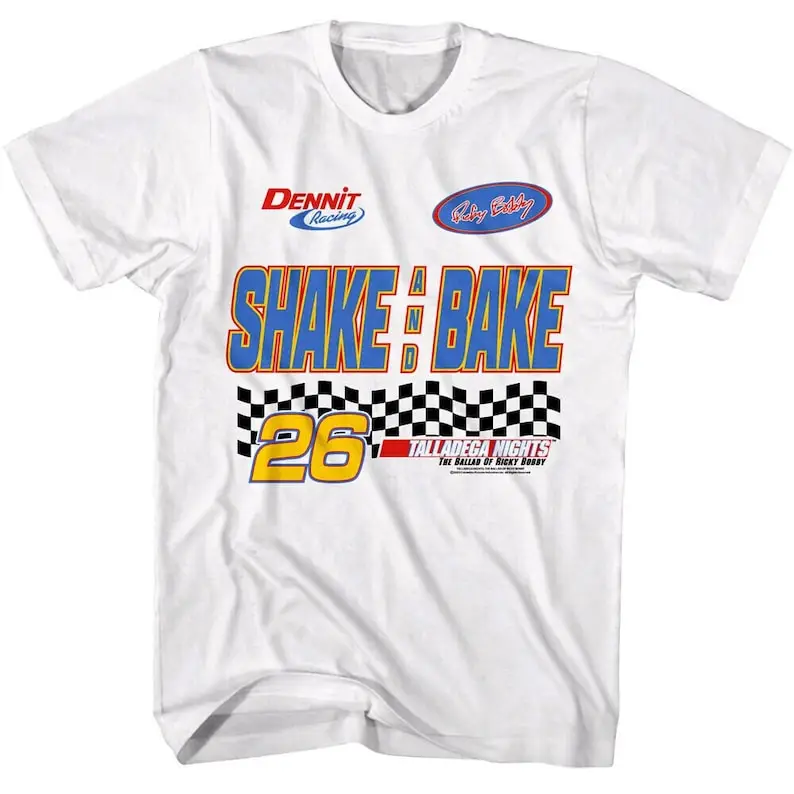 TALLADEGA NIGHTS T-Shirt Shake and Bake Racing Cars Movie Tees