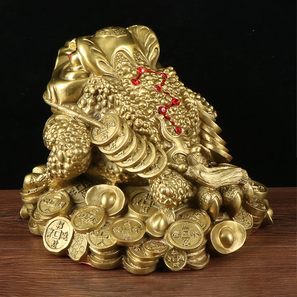 

3-Legged Copper Money Toad Statue Desktop Ornament Home Office Decoration Wealth Frog Sculpture Copper Toad Statue