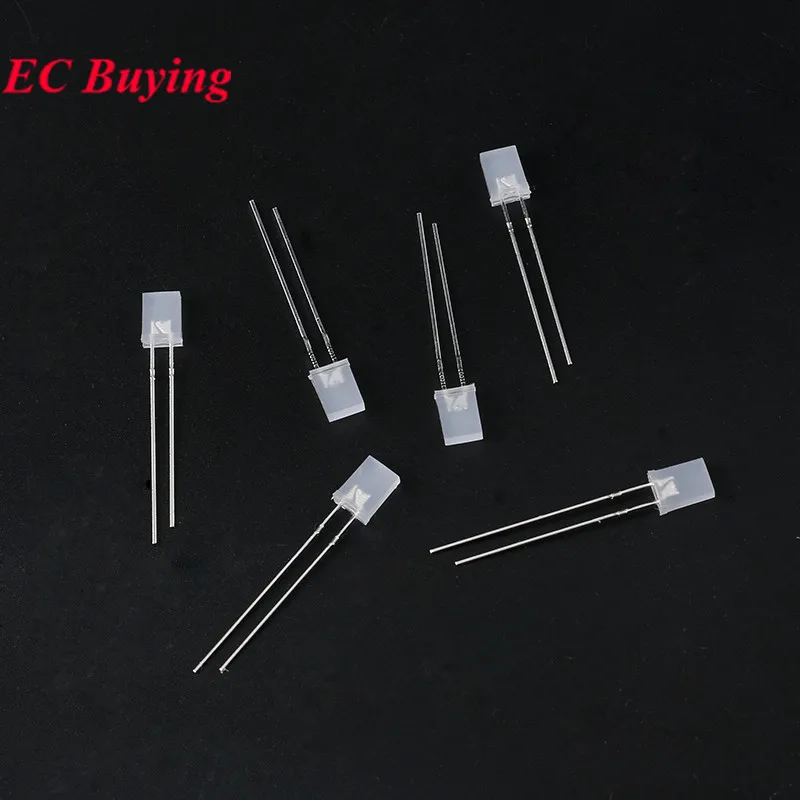 10-100 sztuk kwadratowych ultra jasnych diod LED 2*3*4mm 2*5*7mm przezroczysta lampa z diodami rozproszonymi światłem 2x3x4mm niebieski czerwony żółty biały — zdjęcie 5