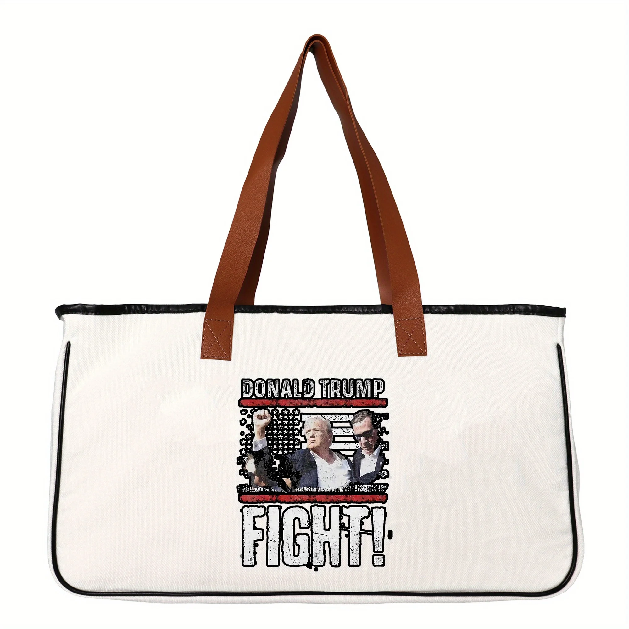 حقيبة حمل ملونة من دونالد ترامب ، حقيبة كتف ، حقيبة شاطئ قماشية ، سعة كبيرة ، هدية إبداعية للتسوق كاجوال ، طباعة ،
